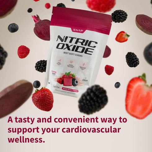 Snap Supplements Nitric Oxide Beet Chews, 60 Soft Chews, Natural Energy, Sugar-Free