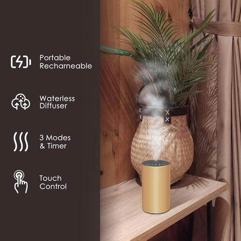 Waterless Essential Oil Diffuser, Battery Powered Mini Scent Air Machine, Aromatherapy Mist Diffuser for Home Room Car