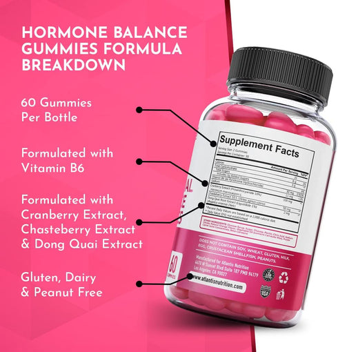 Gummies Atlantis Nutrition Hormonal Balance for Women & PMS Relief - Alleviates Cramps, Bloating, Mood Swings, Hot