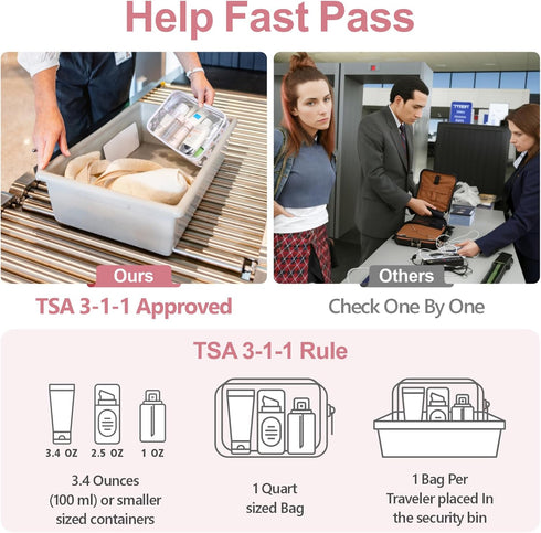 PACKISM TSA Approved Toiletry Bag - Clear Makeup Bag Waterproof Quart Size Bag, Travel Makeup Cosmetic Bag for Women, Carry on Airport Airline Compliant Bag, 3 Pack