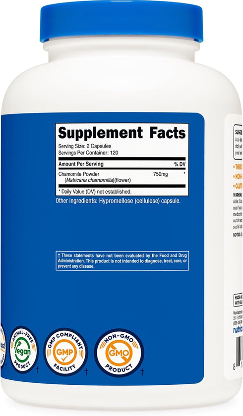 Nutricost Chamomile 750mg, 240 Vegetarian Capsules, Non-GMO and Gluten Free, 120 Servings