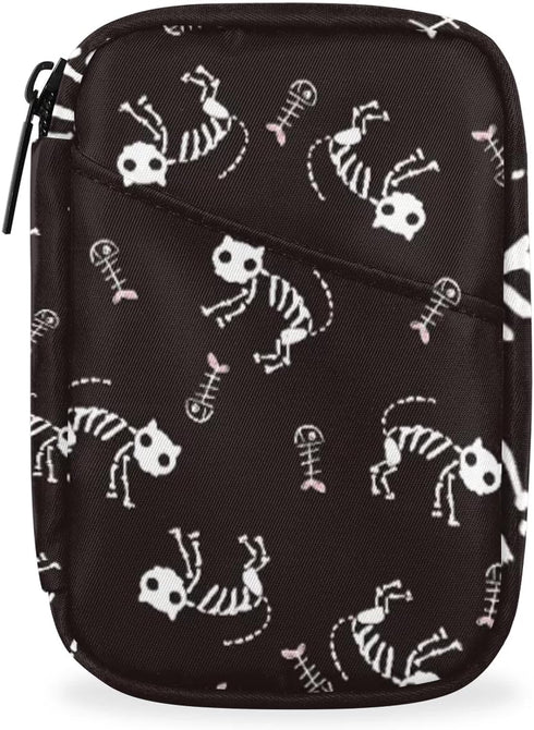 QsirBC Halloween Skull Art Daily Pill Organizer Travel Medicine Container Holder Bag Small