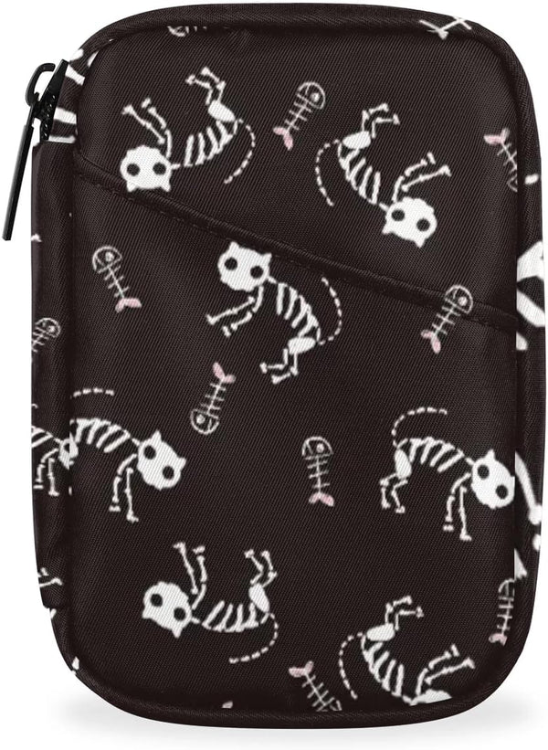 QsirBC Halloween Skull Art Daily Pill Organizer Travel Medicine Container Holder Bag Small