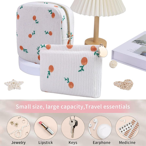 Teircno 2-Pack Period Bag for Women Girls, Portable Corduroy Sanitary Napkin Storage Bag Period Pouch Small Coin Purse