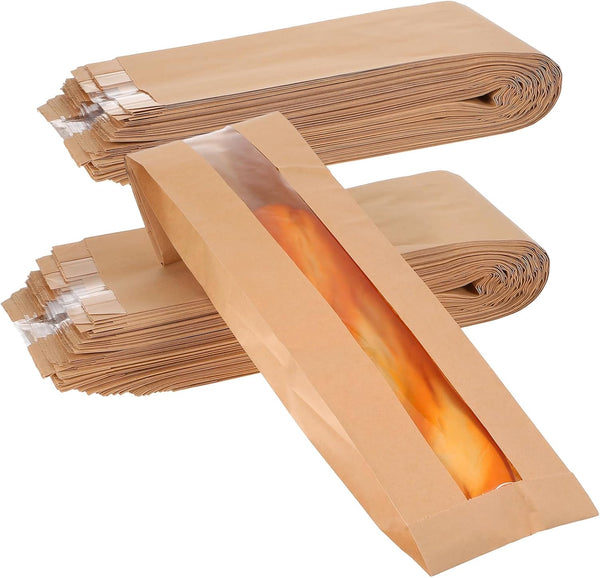 Nodaaiie 100 Pack 23.22 x 4.33 x 1.57 Inch Baguette Bread Bags with
