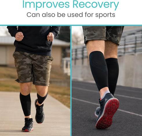 Vive Calf Compression Sleeve for Men & Women 20-30mmHg (1 Pair) - Footless Calf Support Socks for Pain Relief