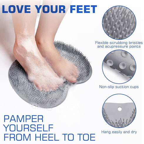 SZZYXD Shower Foot Scrubber Mat Back Washer Exfoliating Bath Wash Pad Wall Mounted Slip Suction Cups for Use in Cleaner
