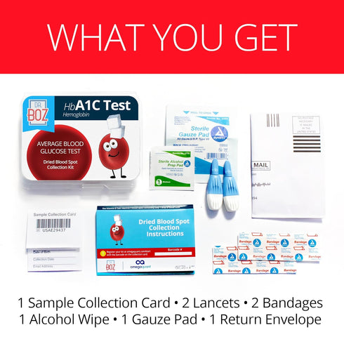 Dr. Boz Hemoglobin A1C Test Kit - Convenient At-Home Testing for Blood Sugar & HbA1c Levels - Accurate Results Made in