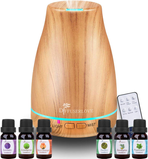 Diffuserlove Essential Oil Diffuser, 200ML Aroma Mist Humidifiers with 7 Color LED Lights, Auto Shut-Off