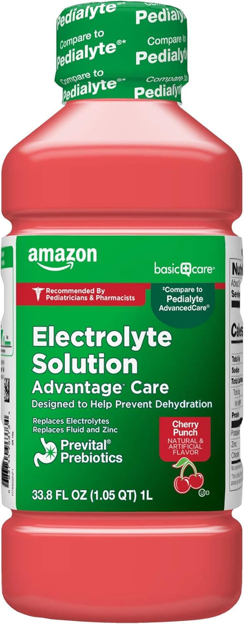 Amazon Basic Care Electrolyte Solution, Cherry Punch, Designed to Help Prevent Dehydration, 33.8 fl oz
