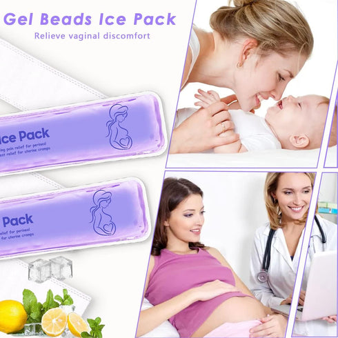 Reusable Perineal Ice Packs for Postpartum Care, 2 Gel Pads + 5 Washable Sleeves for Hemorrhoid Pain Relief