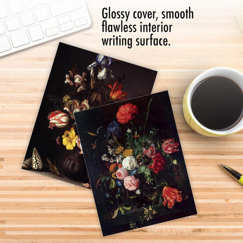 The Best Card Company - 10 Boxed Note Cards with Flowers, Blank Assorted Floral Notecards Bulk, Baroque Blooms M10020BK
