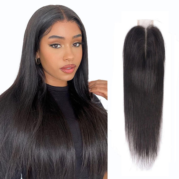Straight HD Transparent Lace Closure 2x6 Human Hair Middle Part Closure 10inch Kim K