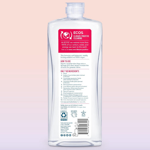 ECOS Dish Soap, Cuts Grease & Food Residue, Hypoallergenic for Sensitive Skin, Grapefruit (Pack of 2)