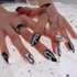 MISUD Medium Stiletto Press on Nails with Goth Snake, Acrylic Gothic Black White Design, 24 pcs