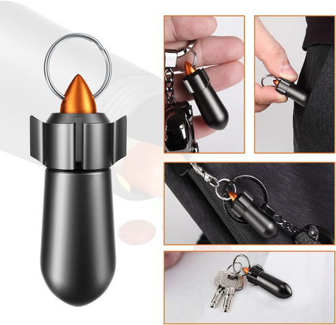 2 Packs Pill Keychain, Waterproof Pill Holder, Portable Aluminum Alloy Container for Outdoor Travel, Small Pocket Pill
