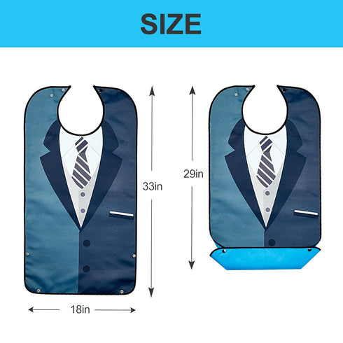TOCKONIMN 7 Packs Adult Bibs for Eating Men Washable - Bib for Elderly with Crumb Catcher Reusable Clothing Protector