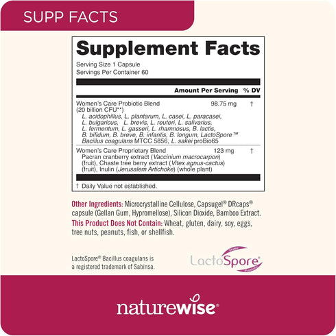 NatureWise Probiotics for Women - With Prebiotics and Cranberry - Vaginal, PH Balance, Digestive, Urinary Tract Support