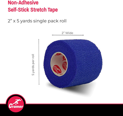 Cramer Eco-Flex Self-Stick Stretch Tape, Flexible Elastic Sports Tape, Blue, 5 Yard Roll, Easy Tear & Self-Adherent