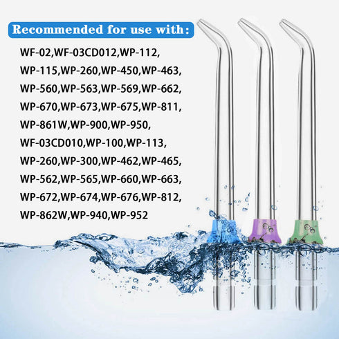 3 Pcs Replacement Heads for Waterpik Water Flossers, Tips for Other Brand Oral Irrigators (Blue Purple Green)
