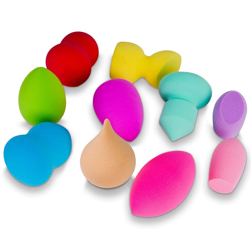 SHANY Blender Makeup Sponge Blending Puff Set, 10 Pcs, Latex-free, Vegan, Assorted Colors