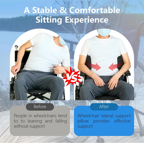 SGTMATCY Lateral Support for Wheelchair Lateral Support Cushion with Adjustable Side Panels for Wheelchairs,Wheelchair