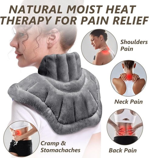 Microwave Heating Pad for Neck Shoulders and Back Pain Relief, Weighted Microwavable Heated Neck Wrap Warmer, Uncented