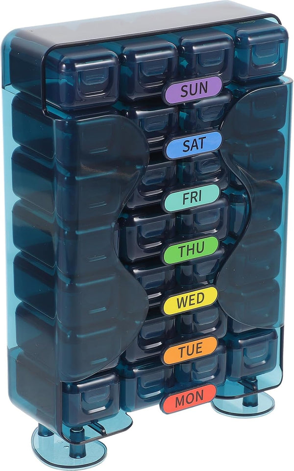 LOORGVEL Portable Weekly Organizer Pill Case with Compartments Medicine Dispenser for Travel Convenient