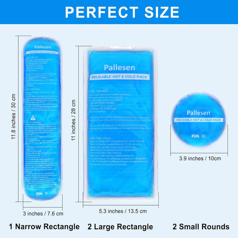 Gel Ice Packs for Injuries Reusable Gel Reusable Hot Pack & Cold Pack Compress for Injury, Pain Relief, Rehabilitation, Flexible Therapy, for Knee, Back, Neck, Wrist, Ankle (5 Pack - Blue)