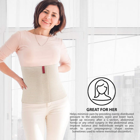 ORTONYX 10.25" Abdominal Binder for Men and Women, Beige S/M Post-operative Support Belt