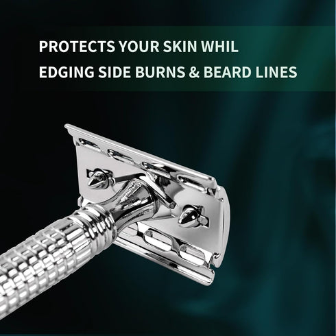 Safety Razor for Men and Women, Reusable Metal Razors with 10 Platinum Blades for Sustainable Shaving