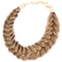 Messy Wide 2 Strands Synthetic Hair Braided Headband, Classic Chunky Braid Elastic Stretch Hairpiece, Dark Blonde