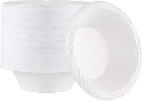 PLASTICPRO 100 Count Disposable 12 Ounce White Plastic Soup Bowls