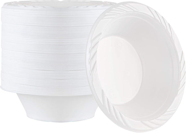 PLASTICPRO 100 Count Disposable 12 Ounce White Plastic Soup Bowls