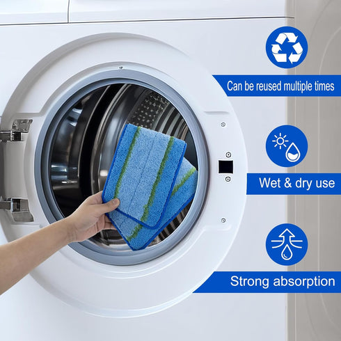 8 Pack Upgrade Mop Head Replacement for Libman Freedom Spray Mop, Microfiber Reusable & Washable Pads (Blue)