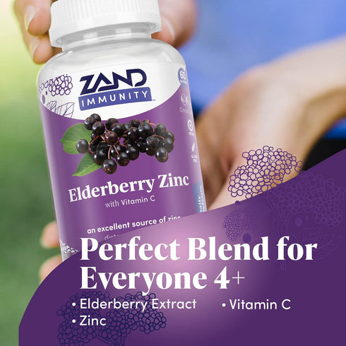 ZAND Elderberry Zinc Immunity Gummies with Vitamin C | Year-Round Immune Support for Children & Adults | 60ct