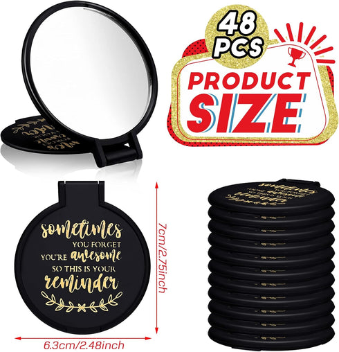 Weysat 48 Pcs Compact Mirror Bulk, Mini Inspirational Gifts, Pocket Folding Mirrors for Women