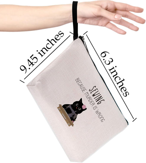 Sewing Gift for Women, Quilter Gifts, Unique Humor Novelty Sarcasm Makeup Bag - Because M is Wrong
