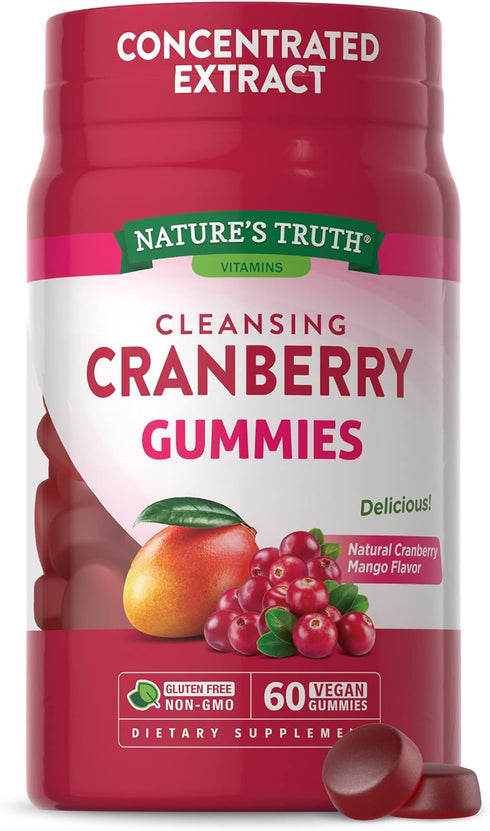 Nature's Truth Cranberry Gummies, 60 Count, Vegan, Non-GMO, Gluten Free for Urinary Tract Health
