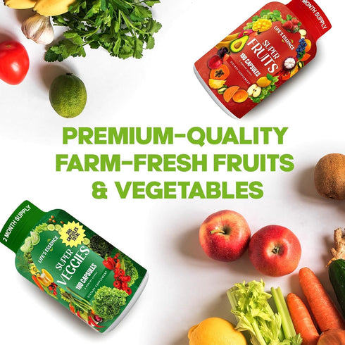 Life's essence Fruit and Veggie Supplement - 360 Capsules, 100% Whole Super Fruit and Vegetable