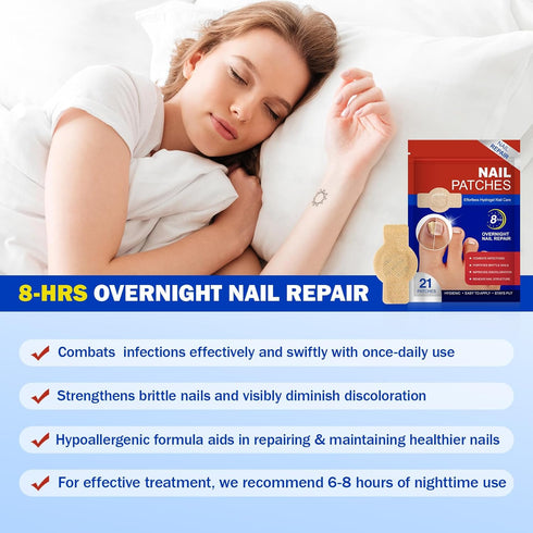 Mcukv 42PCS Nail Repair Patches for Damaged Toenails Overnight Nail Treatment with Natural Ingredients Extra Strength