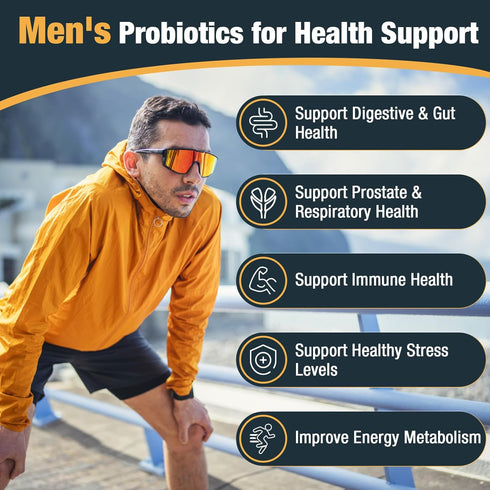 Probiotics for Men, 500 Billion CFUs, 30-Days Supply, 12 Strains for Digestive Health