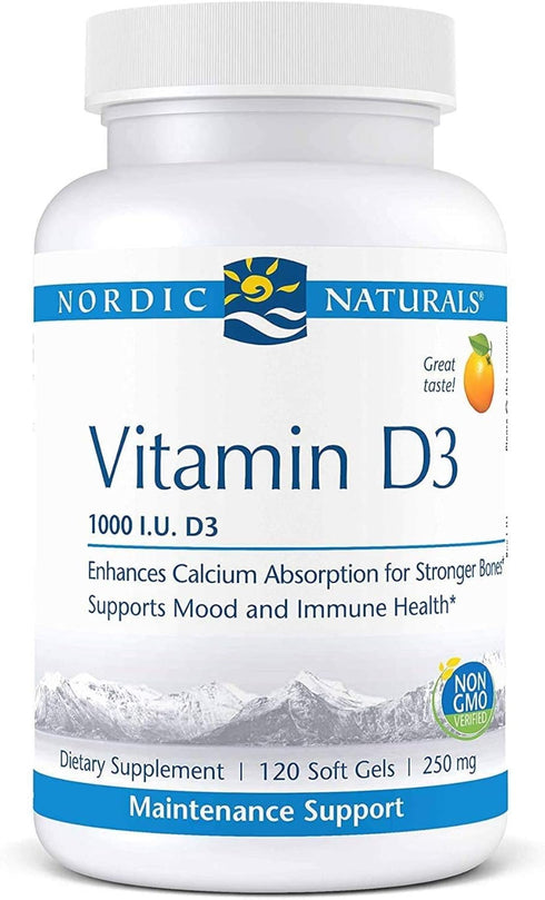 Nordic Naturals Pro Vitamin D3 1000, 120 Mini Soft Gels, 1000 IU, Supports Healthy Bones, Mood & Immune Function