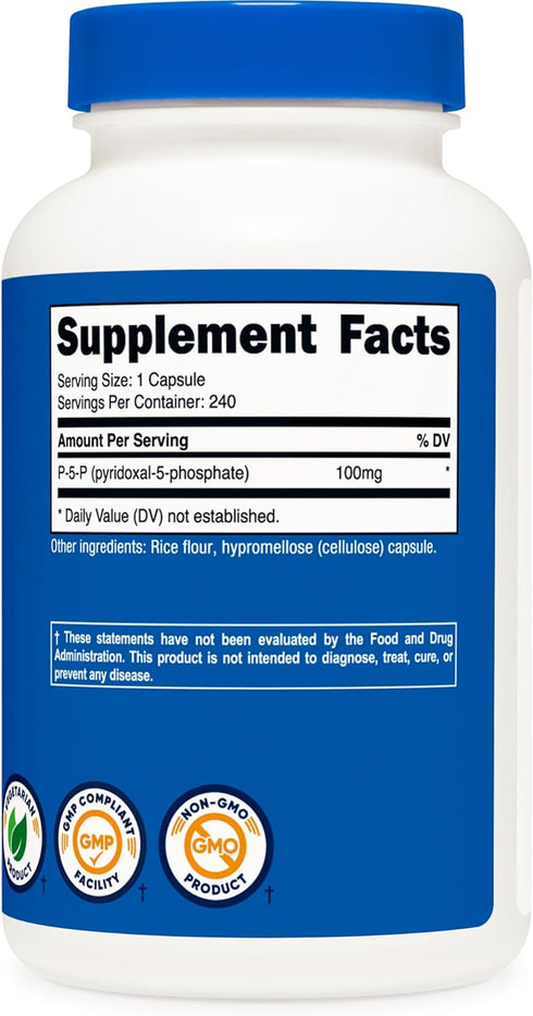 Nutricost P5P Vitamin B6 Supplement 100mg, 240 Capsules - Vegetarian Friendly, Non-GMO, Gluten Free
