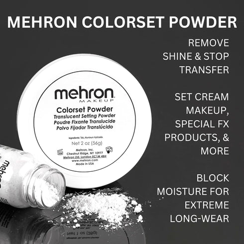 Mehron Makeup Colorset Powder - Translucent Setting Powder for Special Effects, 2 oz (60 g)