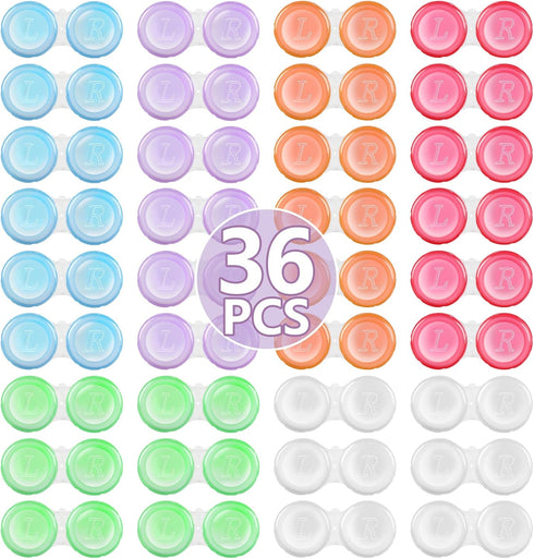 Phyyixs 36 Pack Contact Lens Cases Bulk, Transparent Cute Contact Lens Case for