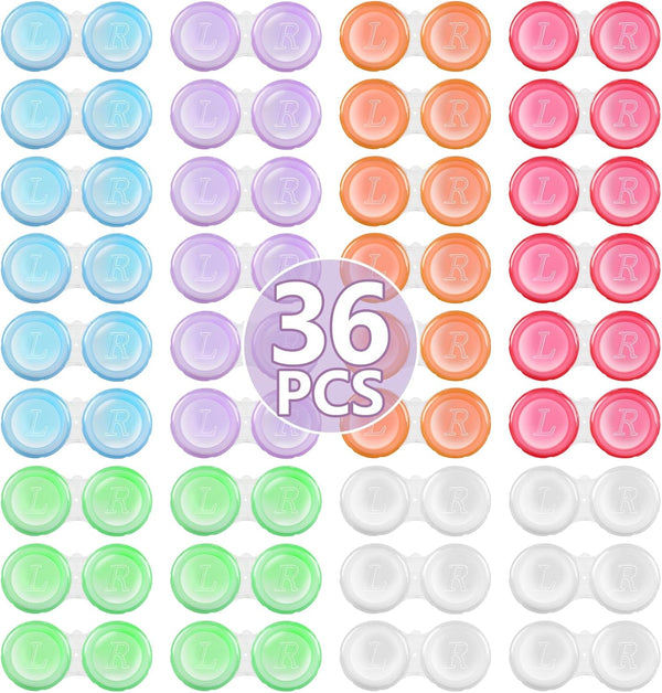 Phyyixs 36 Pack Contact Lens Cases Bulk, Transparent Cute Contact Lens Case for
