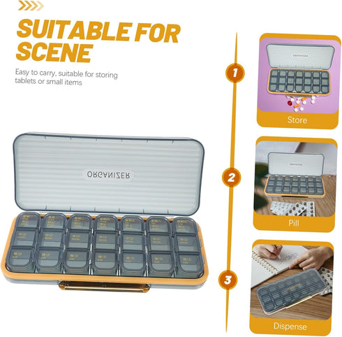 Portable Weekly Pill Organizer Compact Travel Medication Holder Compartments Material Lightweight Design for Easy