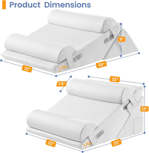 Set 3PCS Sasttie Wedge Pillow for After Surgery, Adjustable Bed Wedge Pillow Headboard with Memory Foam Neck Cushion