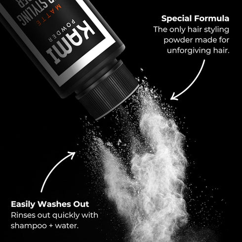 Kami Hair Styling Powder for Men - Strong Hold, Natural Matte Finish, Texturizing Hair Powder for Thick Hair Styling